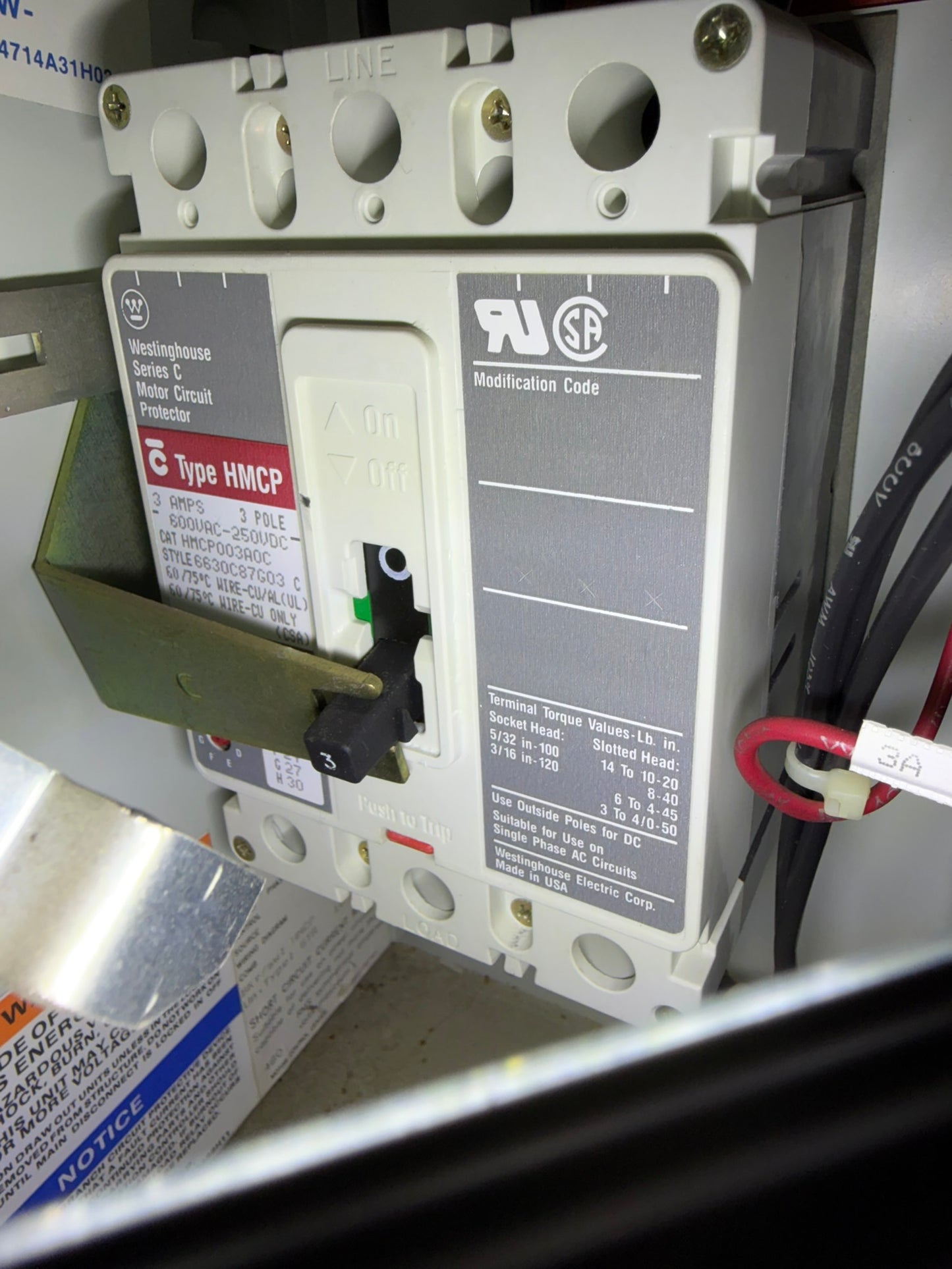 MC-21: 3 A motor circuit protector — HMCP003A0C. overview / nameplate photograph 1.