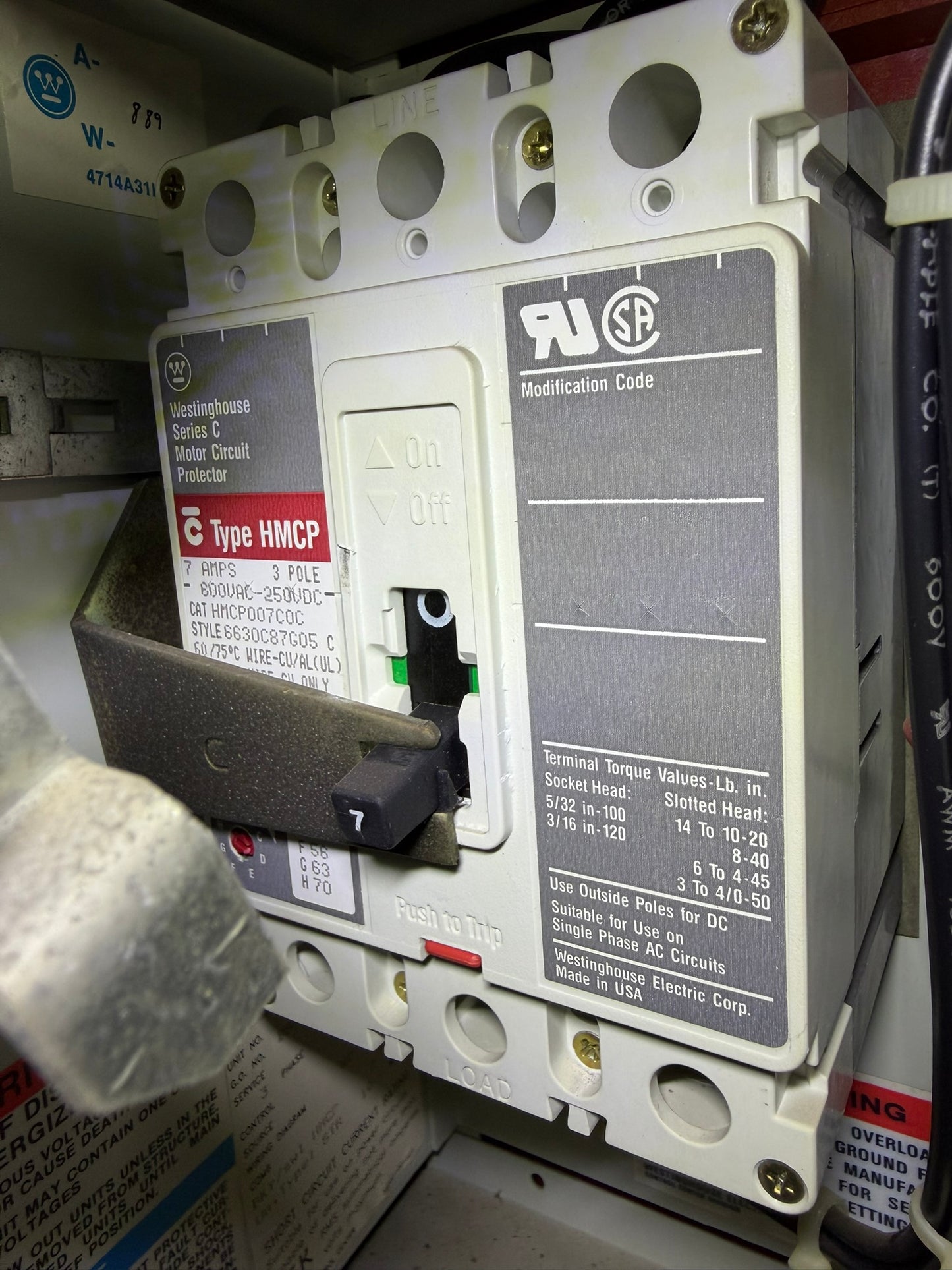 MC-49: 7 A motor circuit protector — HMCP007C0C. overview / nameplate photograph 1.