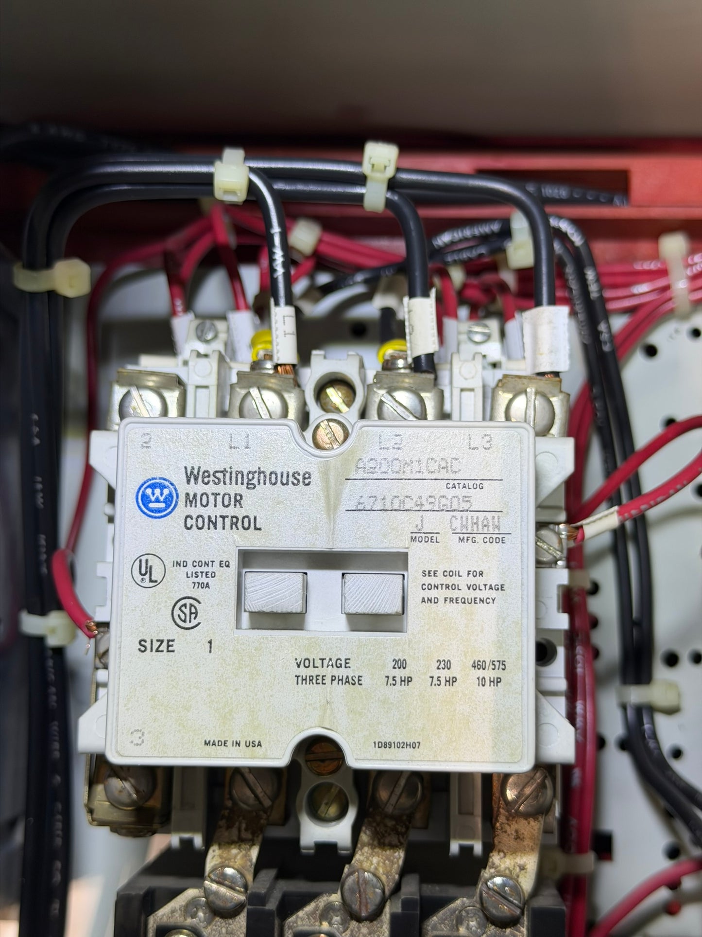 MS-12: NEMA size 1 motor starter — A200M1CAC. overview / nameplate photograph 1.