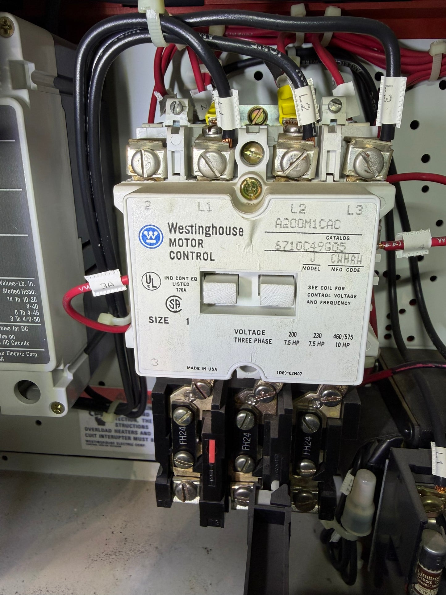 MS-15: NEMA size 1 motor starter — A200M1CAC. overview / nameplate photograph 1.