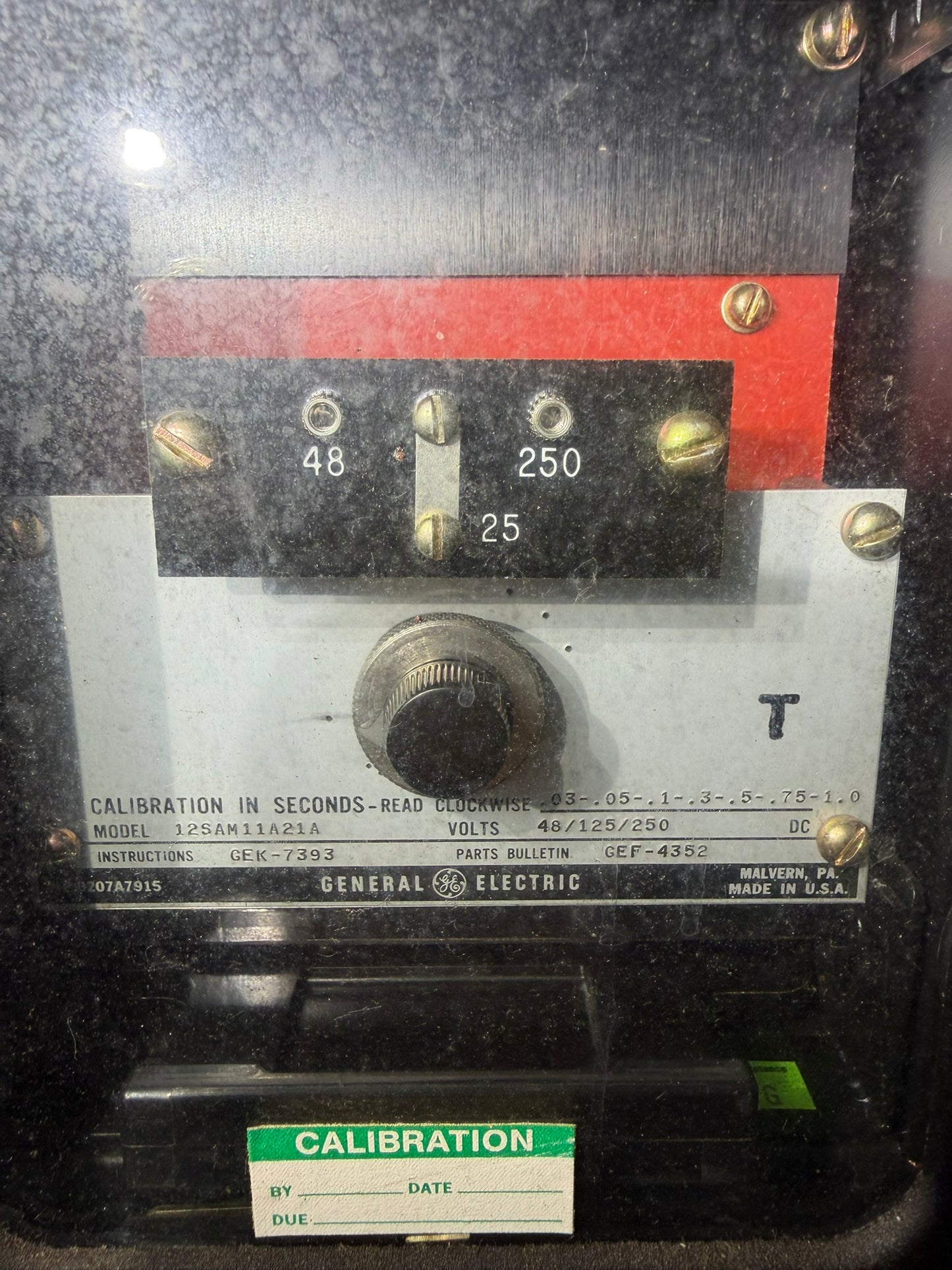 RY-06: GE SAM static timing relay — 12SAM11A21A. nameplate photograph 2.