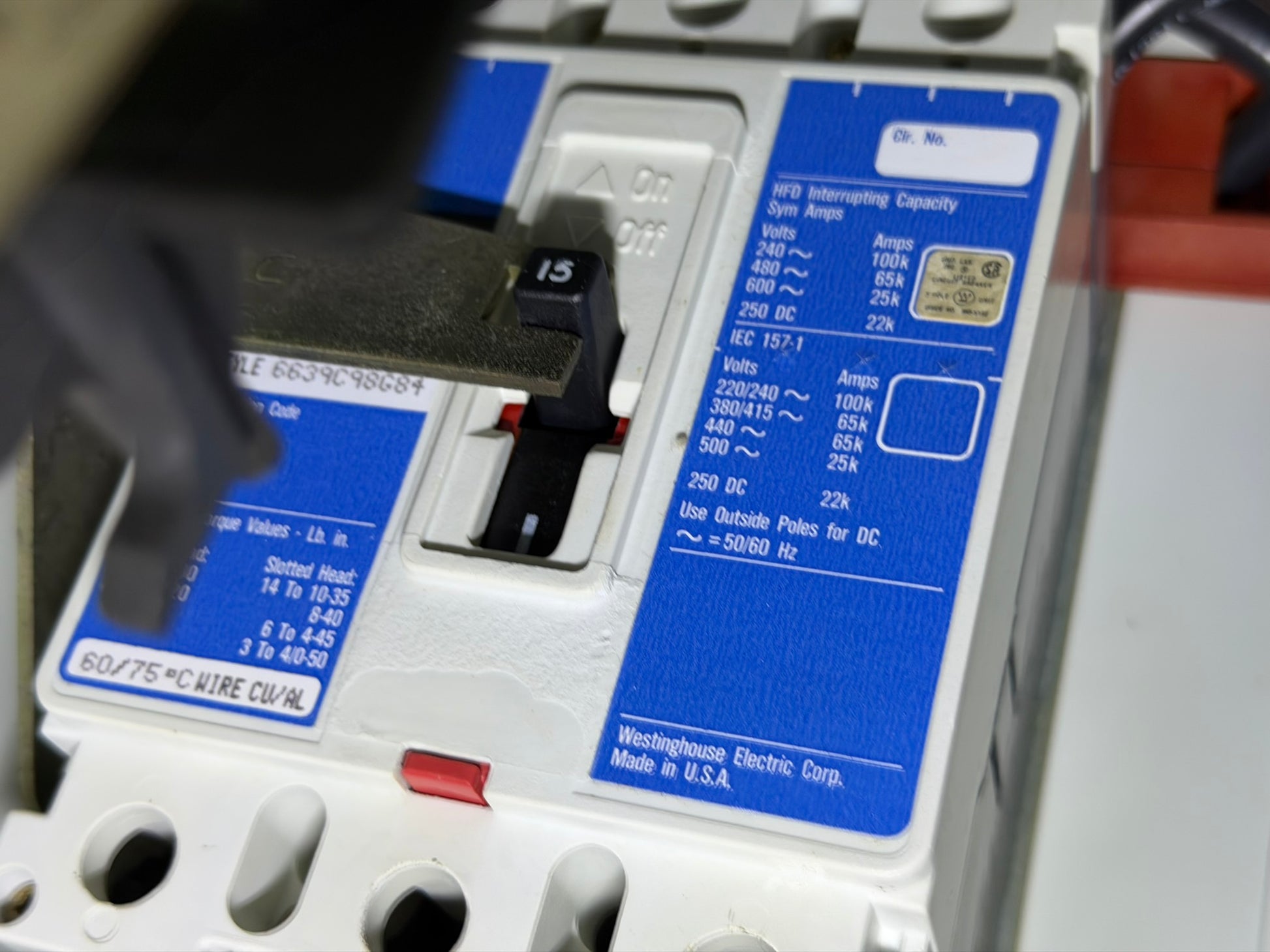 CB-43: 15 A molded-case circuit breaker — HFD3015L. overview photograph 1.