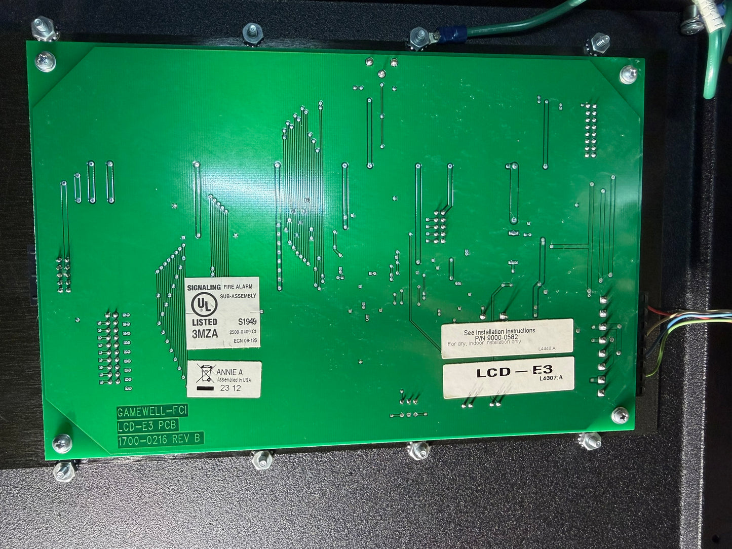 CC-05: Gamewell-FCI E3 fire-alarm control panel. detail photograph 4.