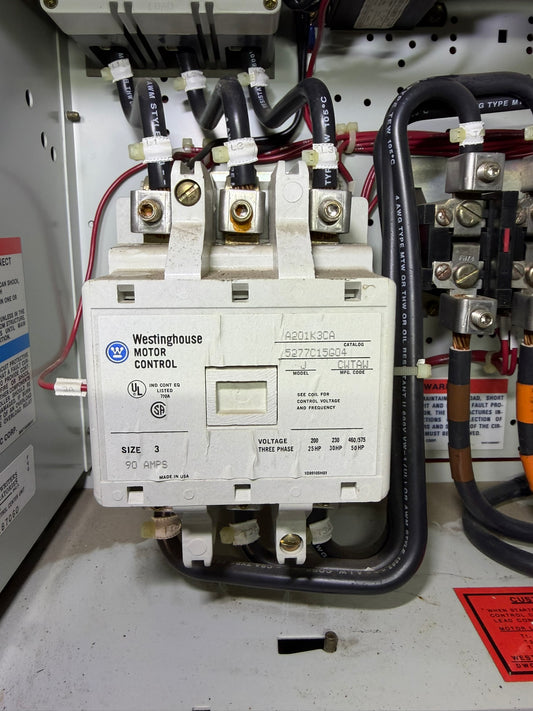 CT-04: NEMA size 3 contactor — A201K3CA. overview / nameplate photograph 1.