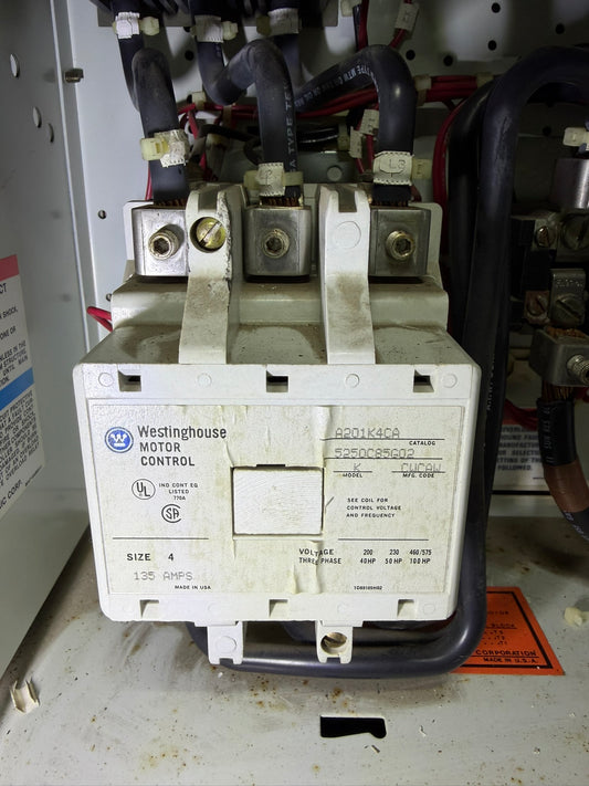 CT-06: NEMA size 4 contactor — A201K4CA. overview / nameplate photograph 1.