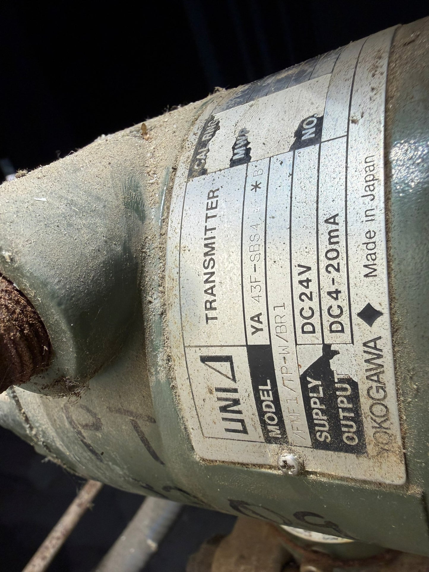 IN-13: Yokogawa UNI pressure transmitter, 0-250 psig. nameplate photograph 2.