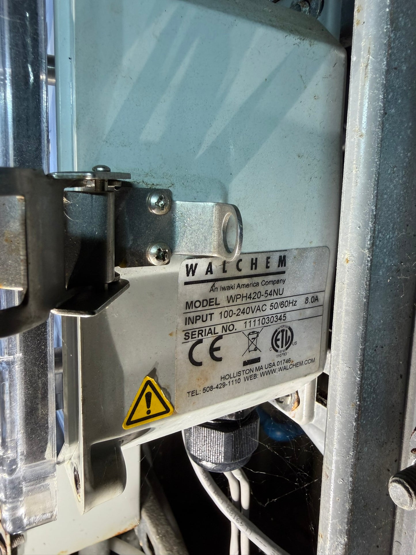 IN-16: Walchem WPH420 pH/ORP controller. nameplate photograph 2.