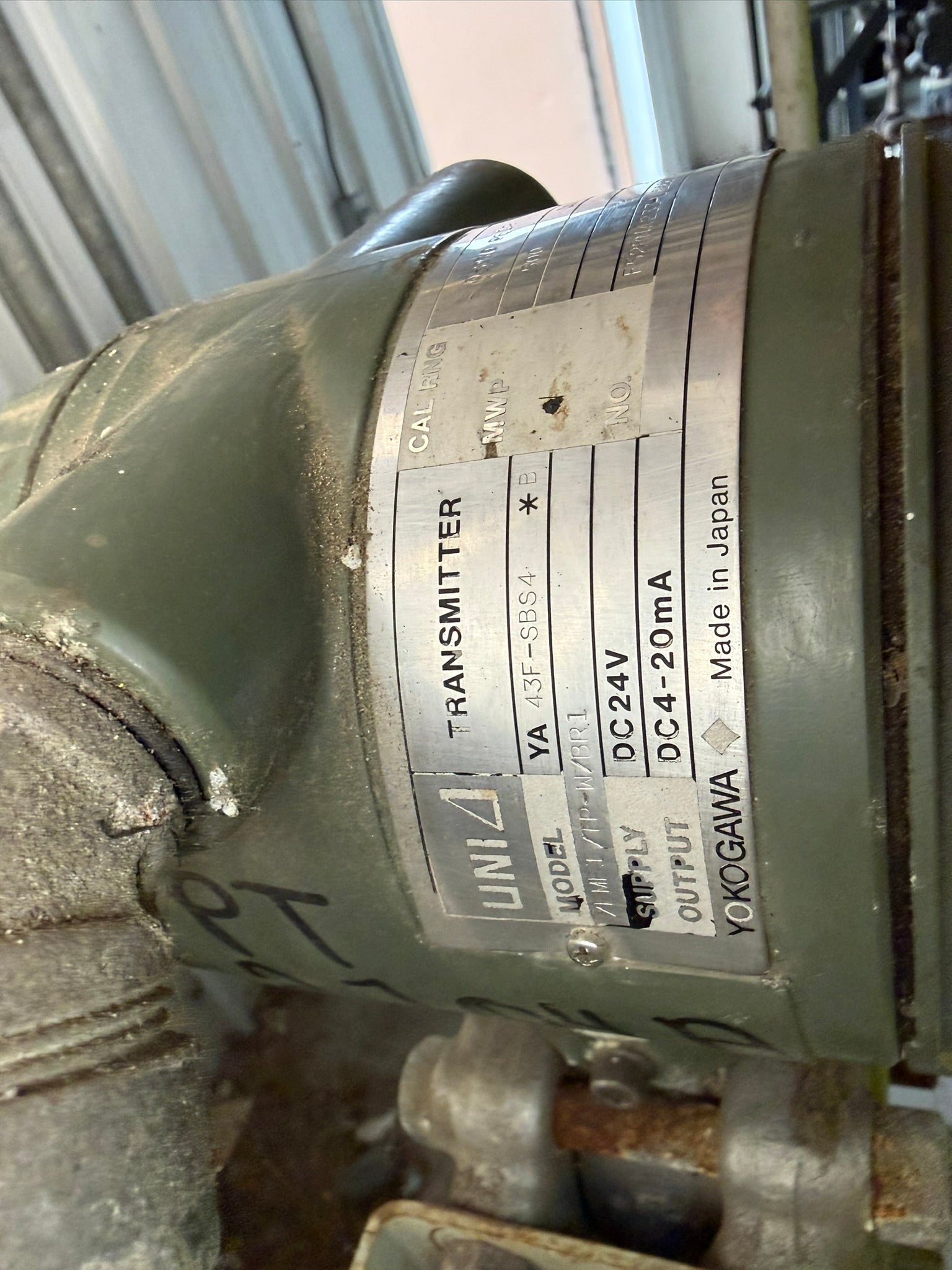 IN-20: Yokogawa UNI gauge-pressure transmitter. nameplate photograph 2.