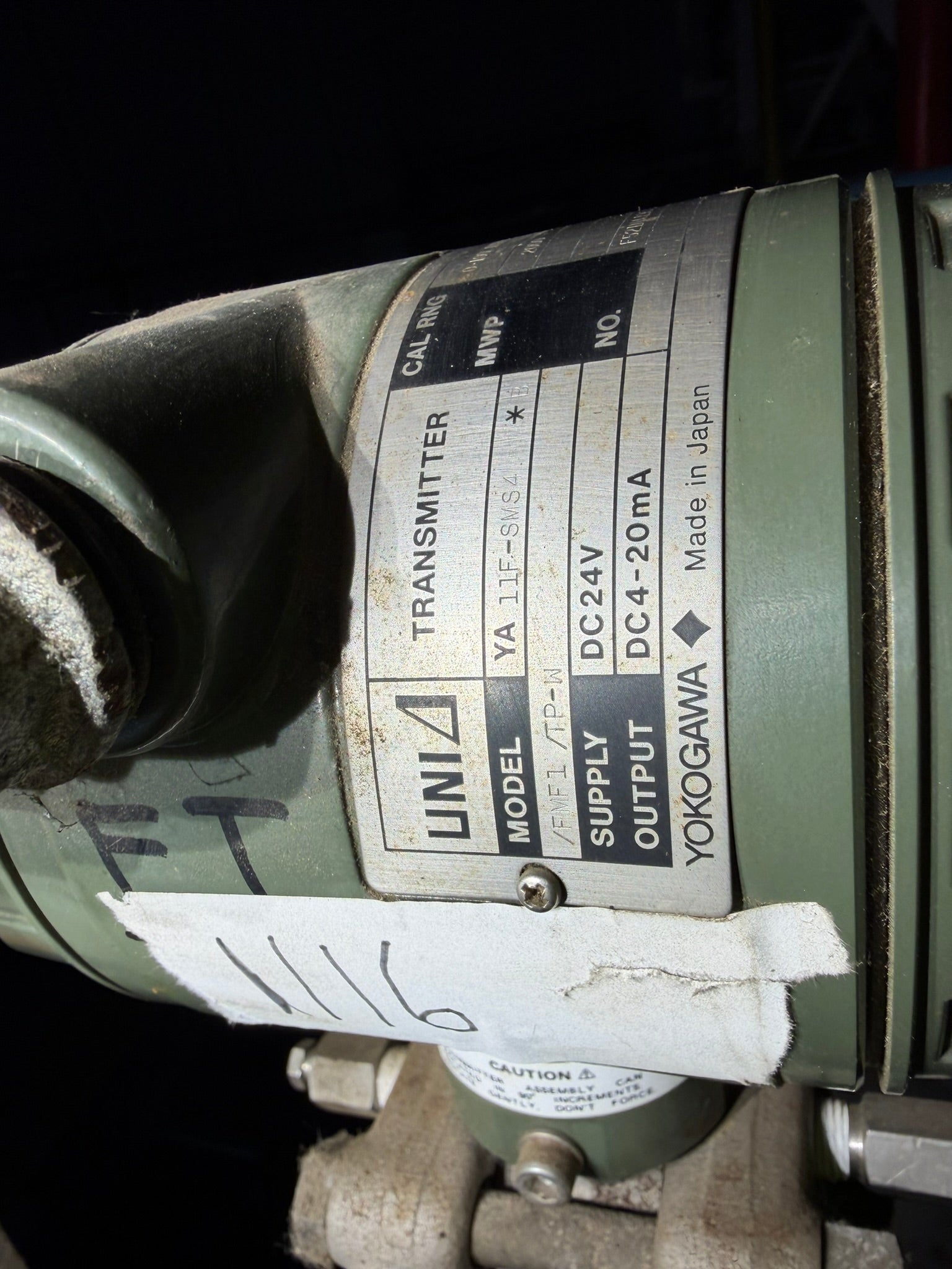 IN-25: Yokogawa UNI differential-pressure transmitter. nameplate photograph 2.