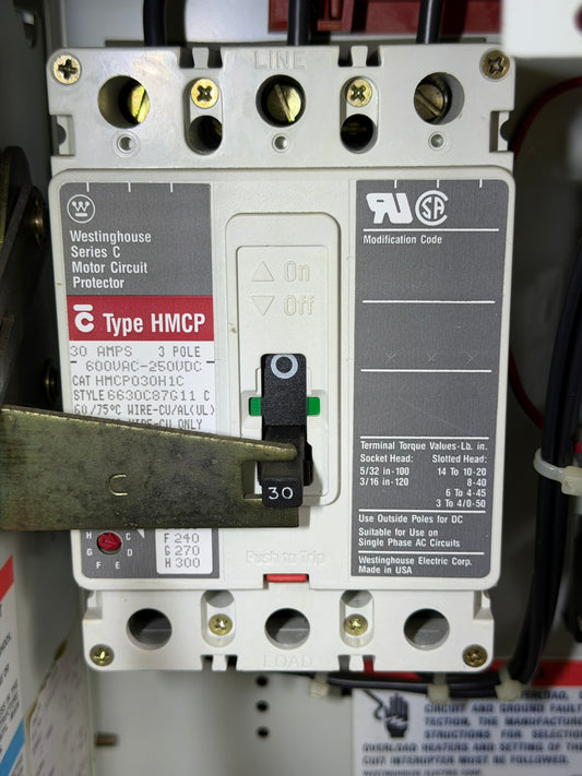 MC-05: 30 A motor circuit protector — HMCP030H1C. overview / nameplate photograph 1.