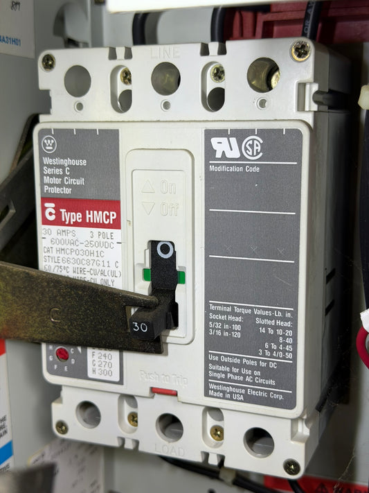 MC-06: 30 A motor circuit protector — HMCP030H1C. overview / nameplate photograph 1.