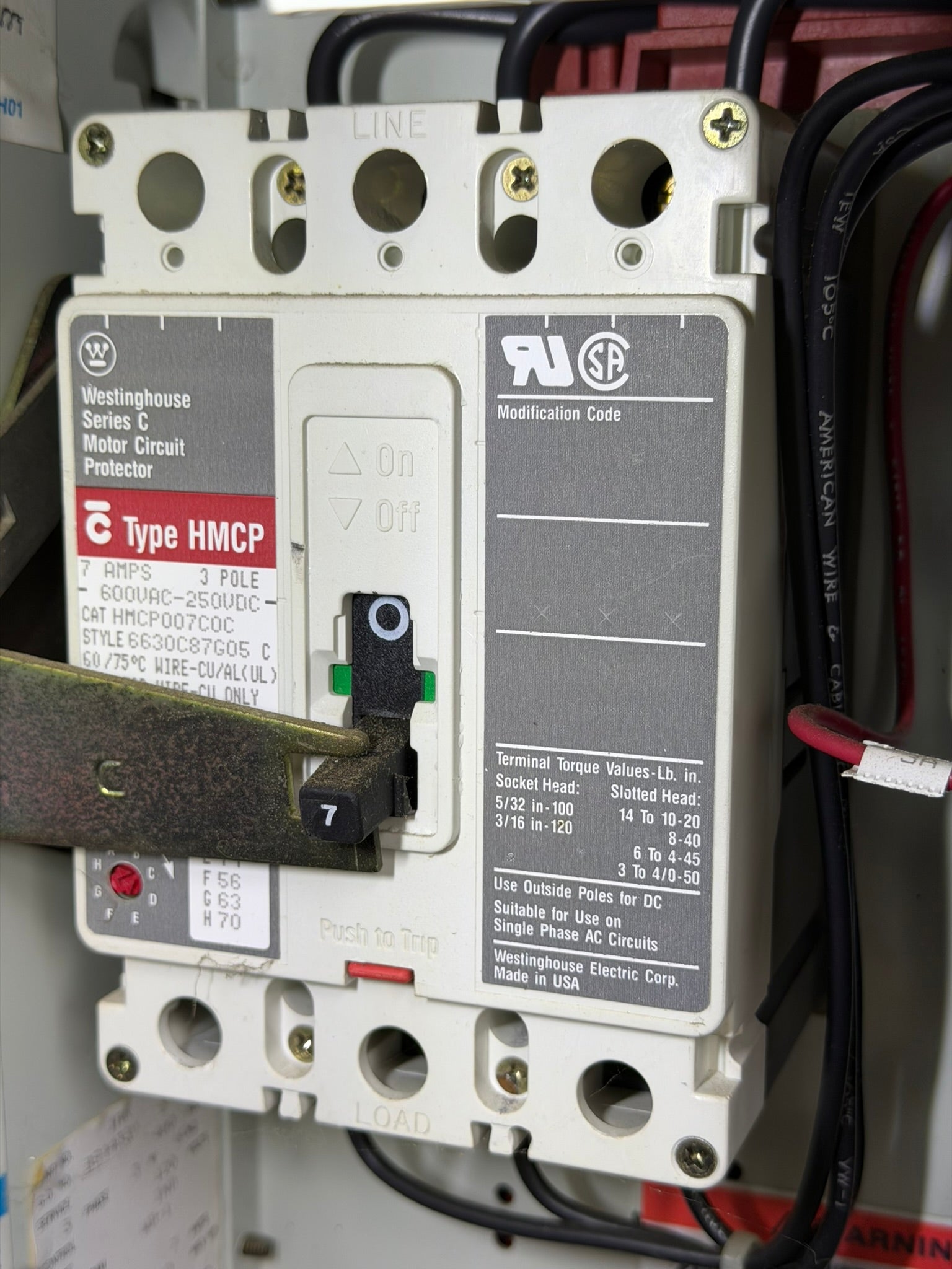 MC-11: 7 A motor circuit protector — HMCP007C0C. overview / nameplate photograph 1.
