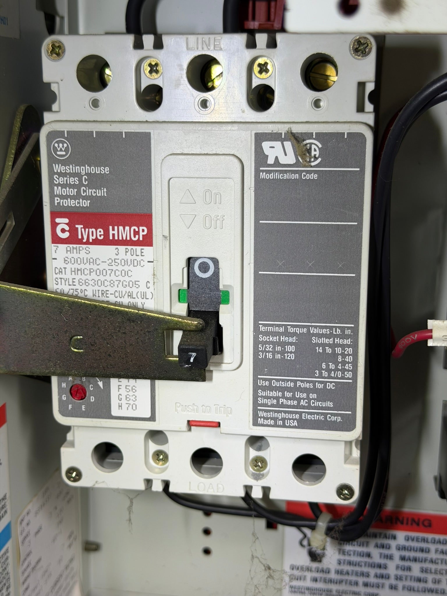 MC-12: 7 A motor circuit protector — HMCP007C0C. overview / nameplate photograph 1.