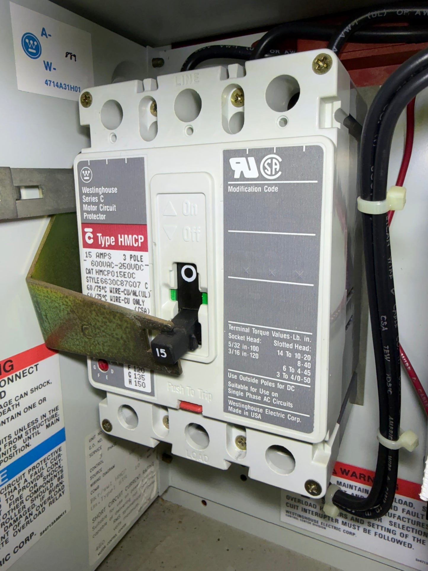 MC-13: 15 A motor circuit protector — HMCP015E0C. overview / nameplate photograph 1.