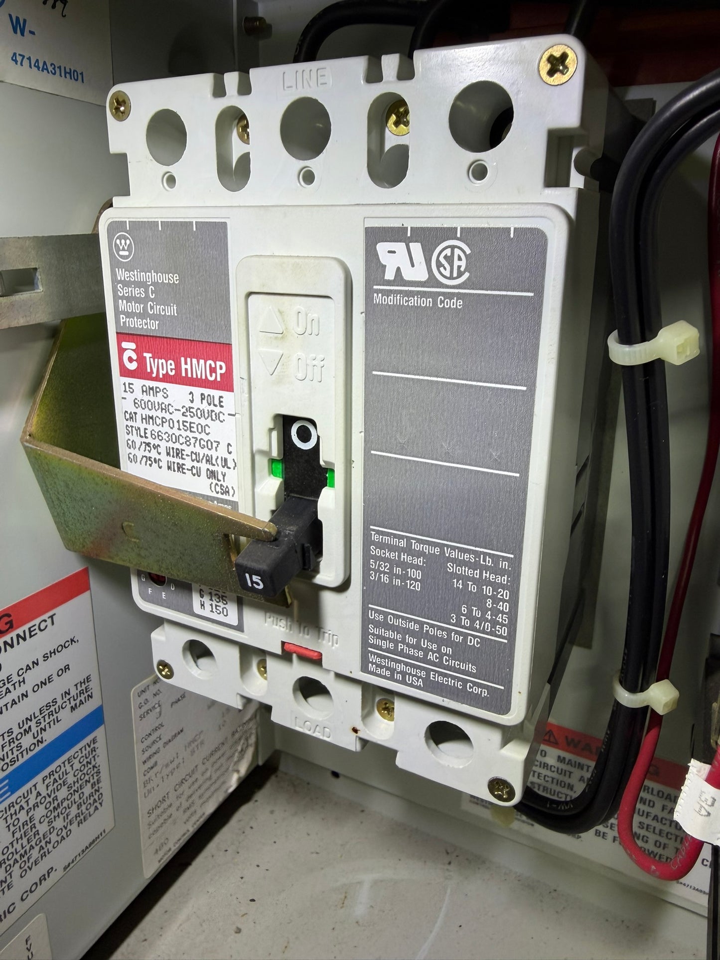 MC-14: 15 A motor circuit protector — HMCP015E0C. overview / nameplate photograph 1.