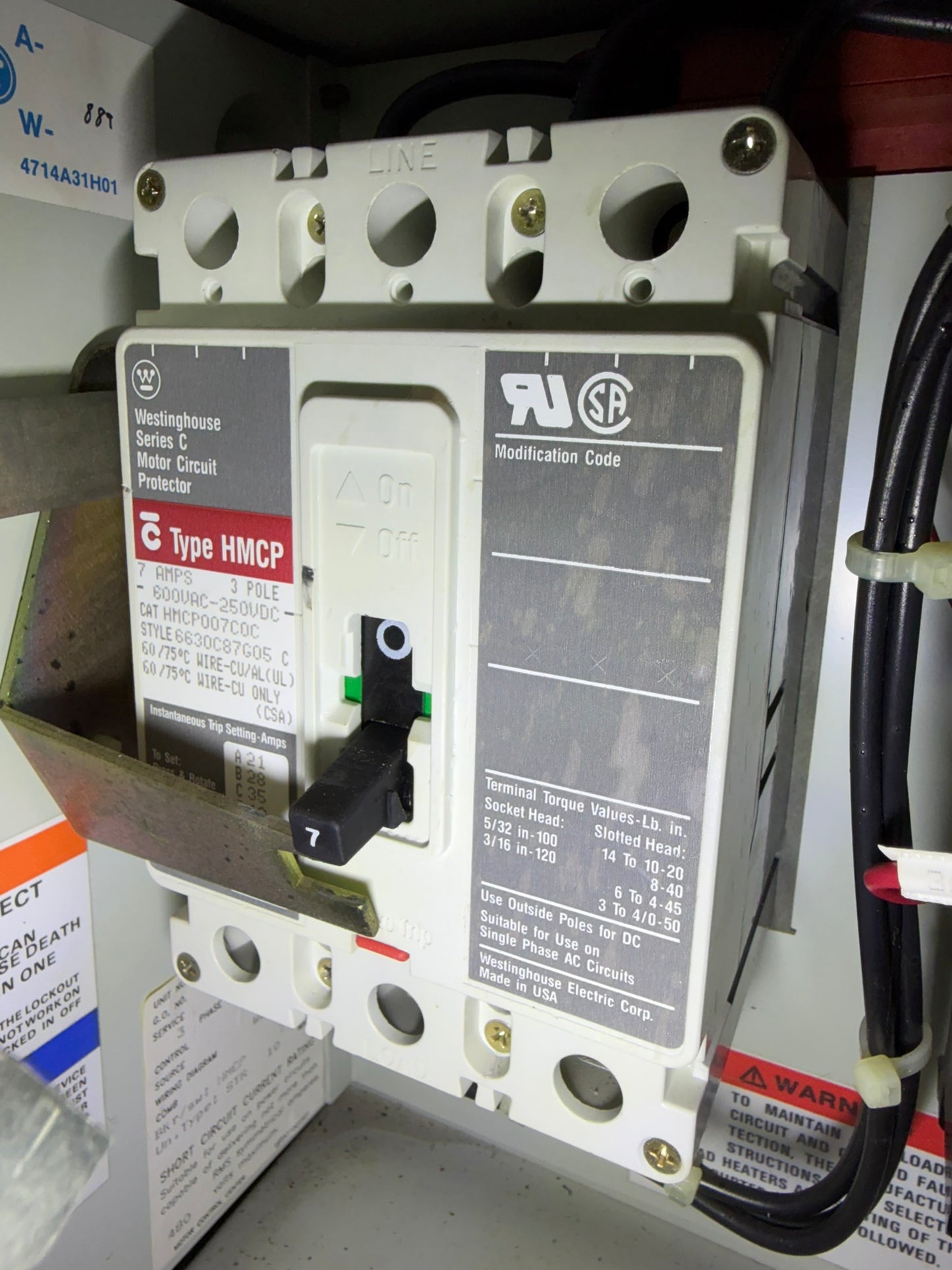 MC-22: 7 A motor circuit protector — HMCP007C0C. overview / nameplate photograph 1.