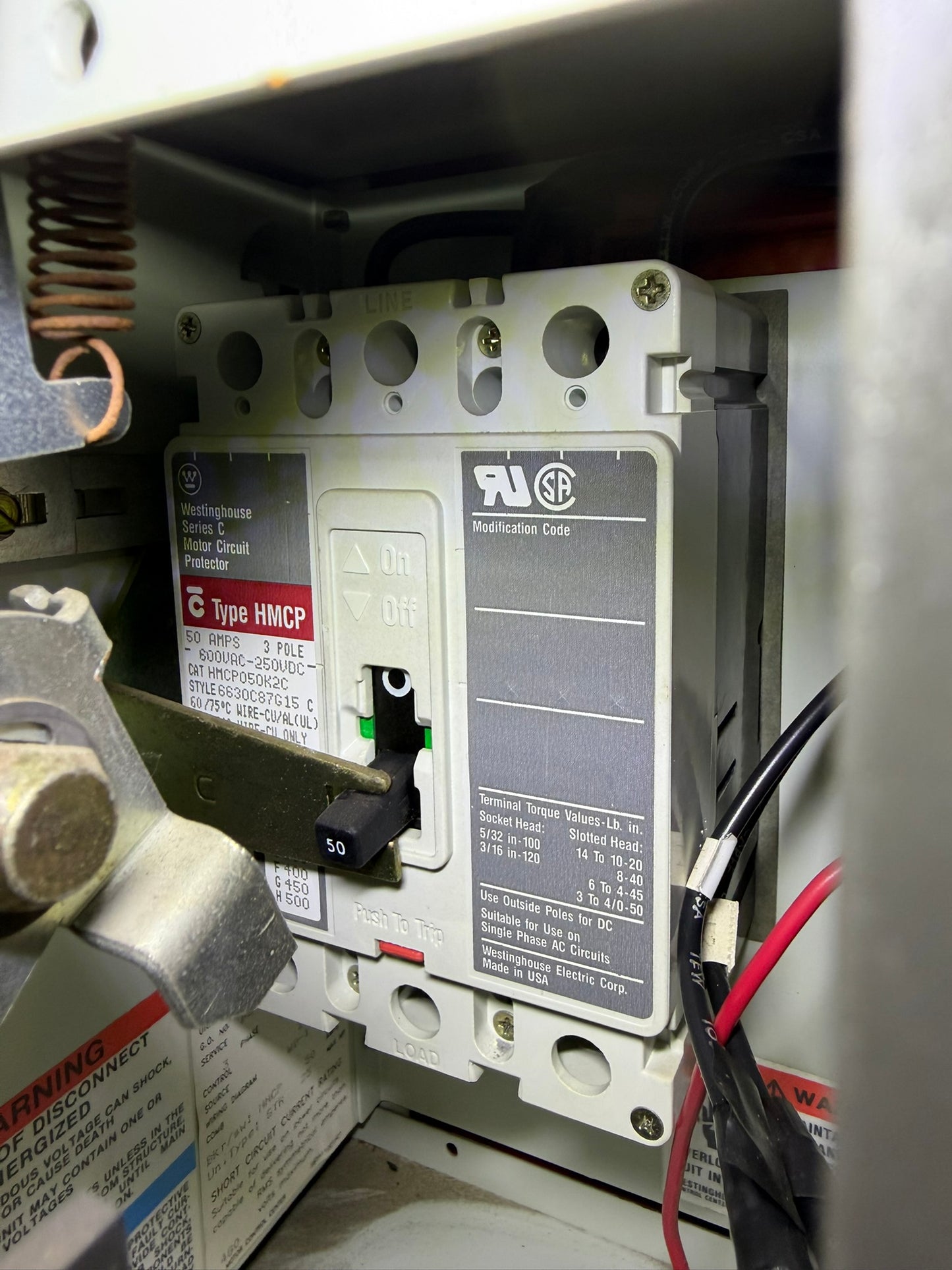 MC-34: 50 A motor circuit protector — HMCP050K2C. overview / nameplate photograph 1.