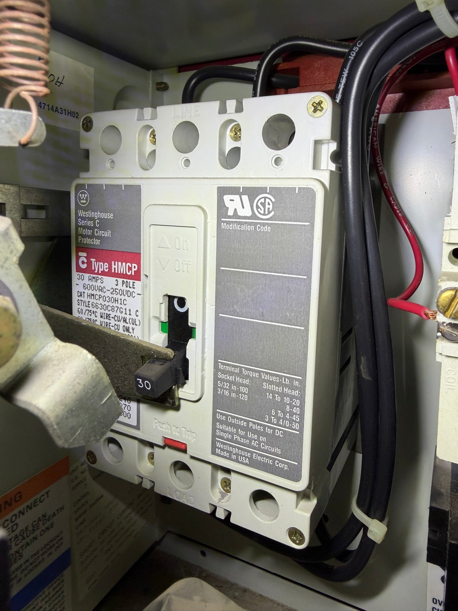 MC-43: 30 A motor circuit protector — HMCP030H1C. overview / nameplate photograph 1.