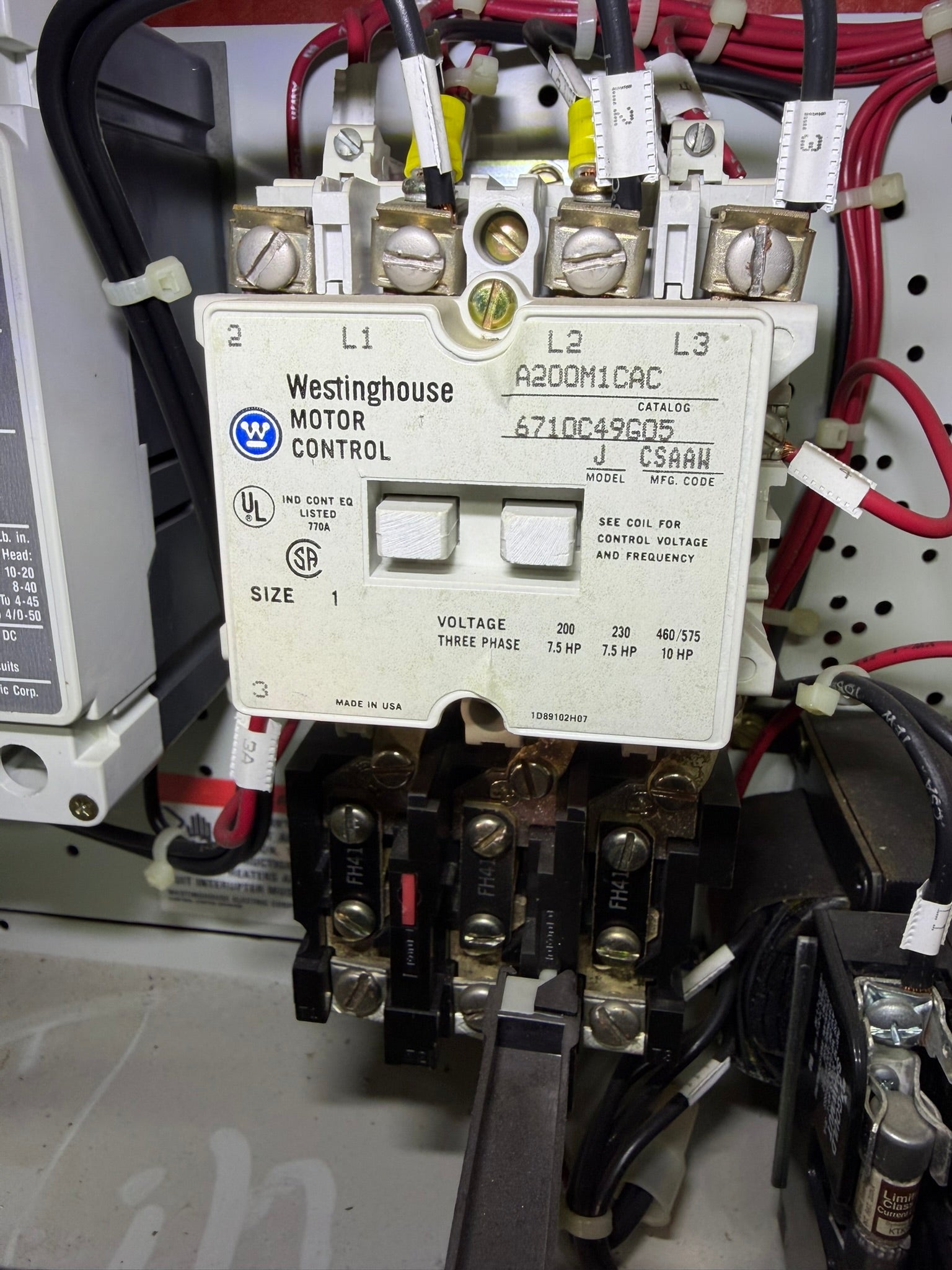MS-10: NEMA size 1 motor starter — A200M1CAC. overview / nameplate photograph 1.