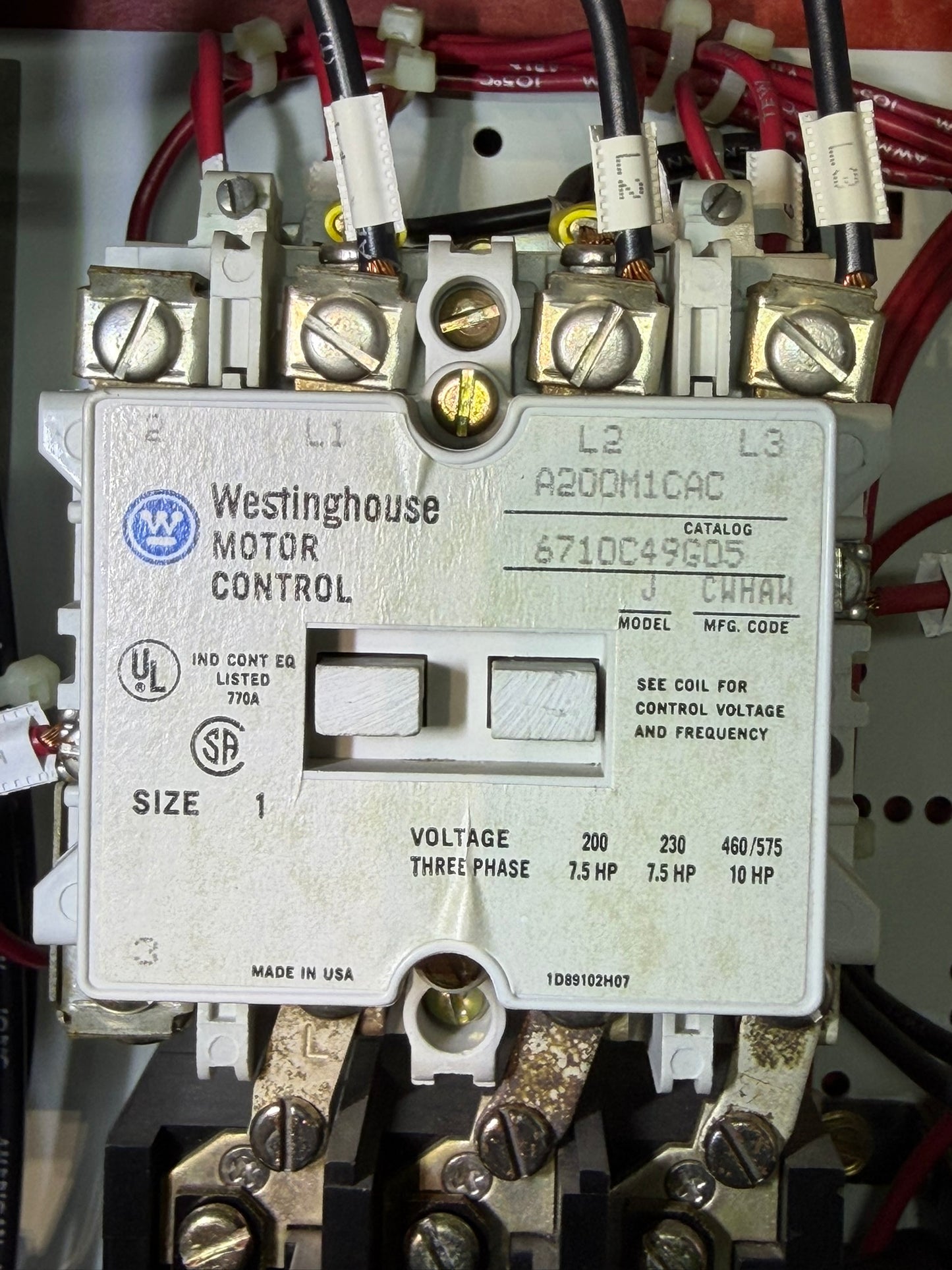 MS-13: NEMA size 1 motor starter — A200M1CAC. overview / nameplate photograph 1.