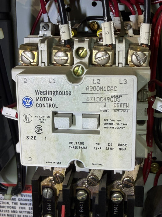 MS-14: NEMA size 1 motor starter — A200M1CAC. overview / nameplate photograph 1.