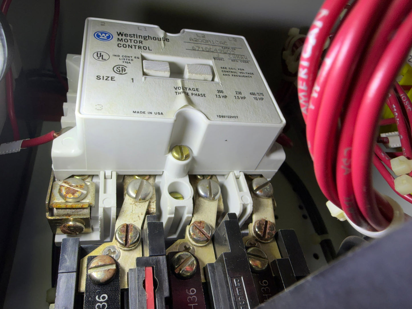 MS-25: NEMA size 1 motor starter — A200M1CAC. overview / nameplate photograph 1.