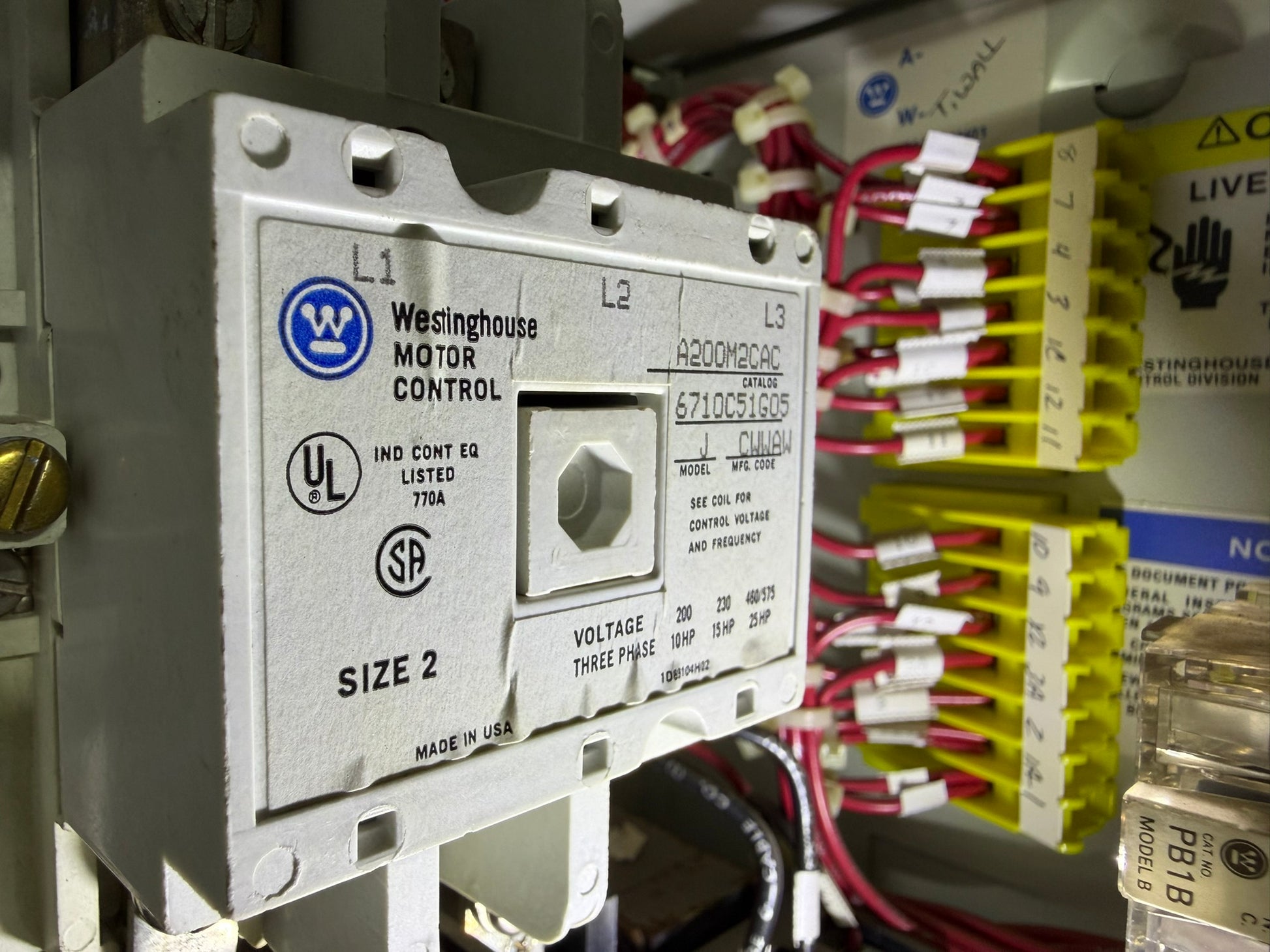 MS-29: NEMA size 2 motor starter — A200M2CAC. nameplate photograph 2.