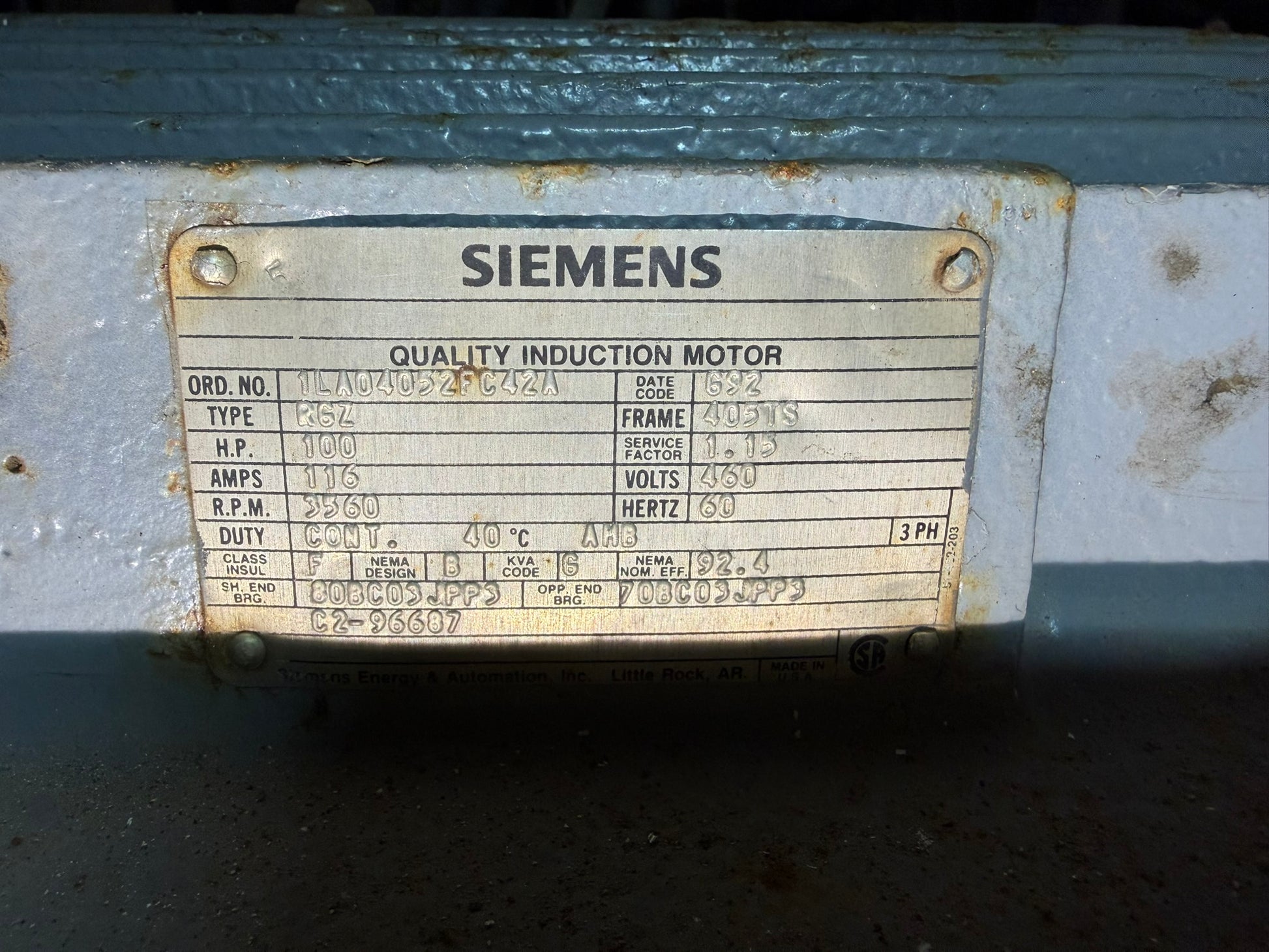 PU-03: Ingersoll-Rand boiler-feed pump 1 with 100 HP motor. detail photograph 3.