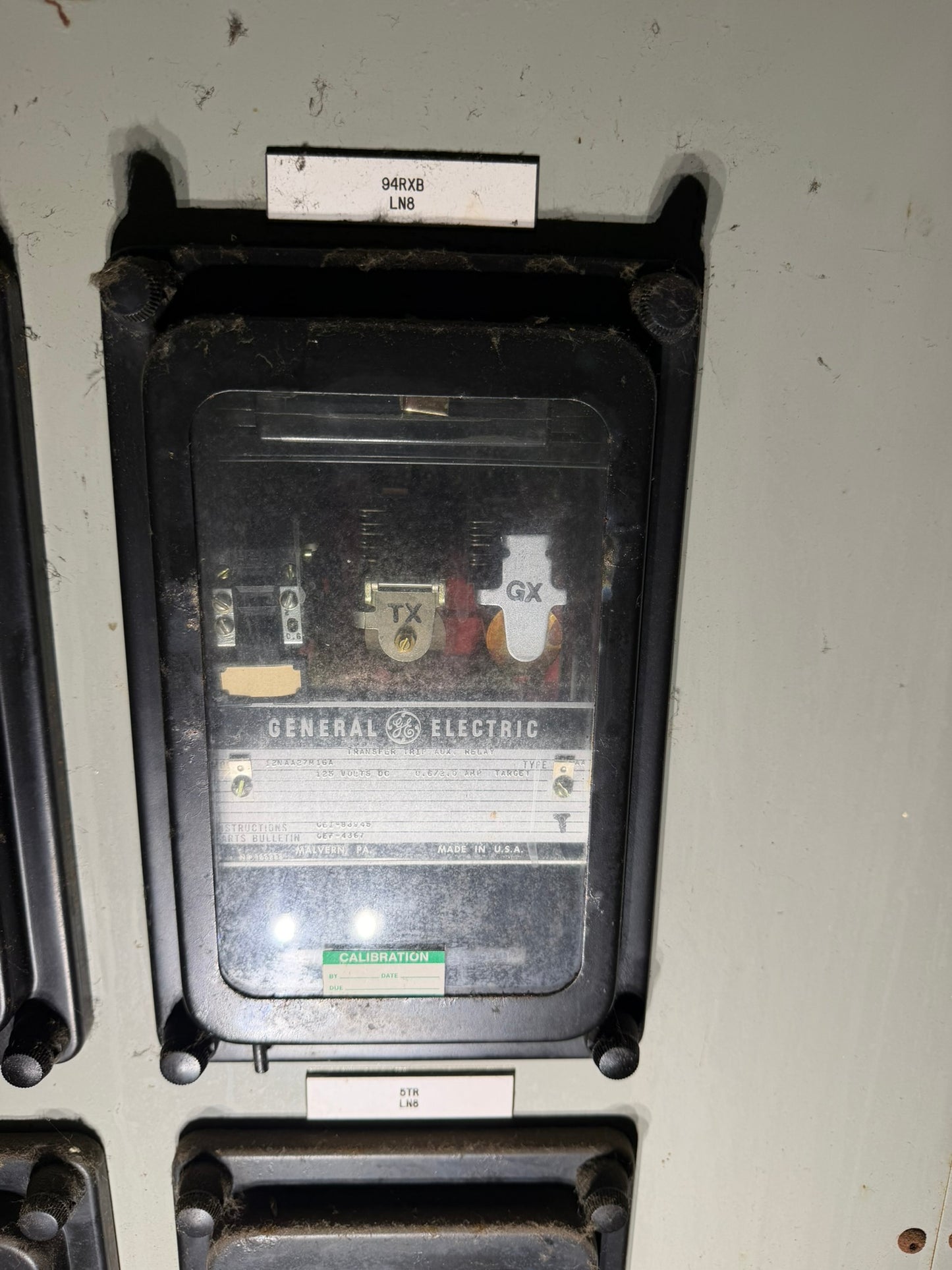RY-03: GE transformer differential transfer-trip auxiliary — 12NAA27M16A. overview photograph 1.