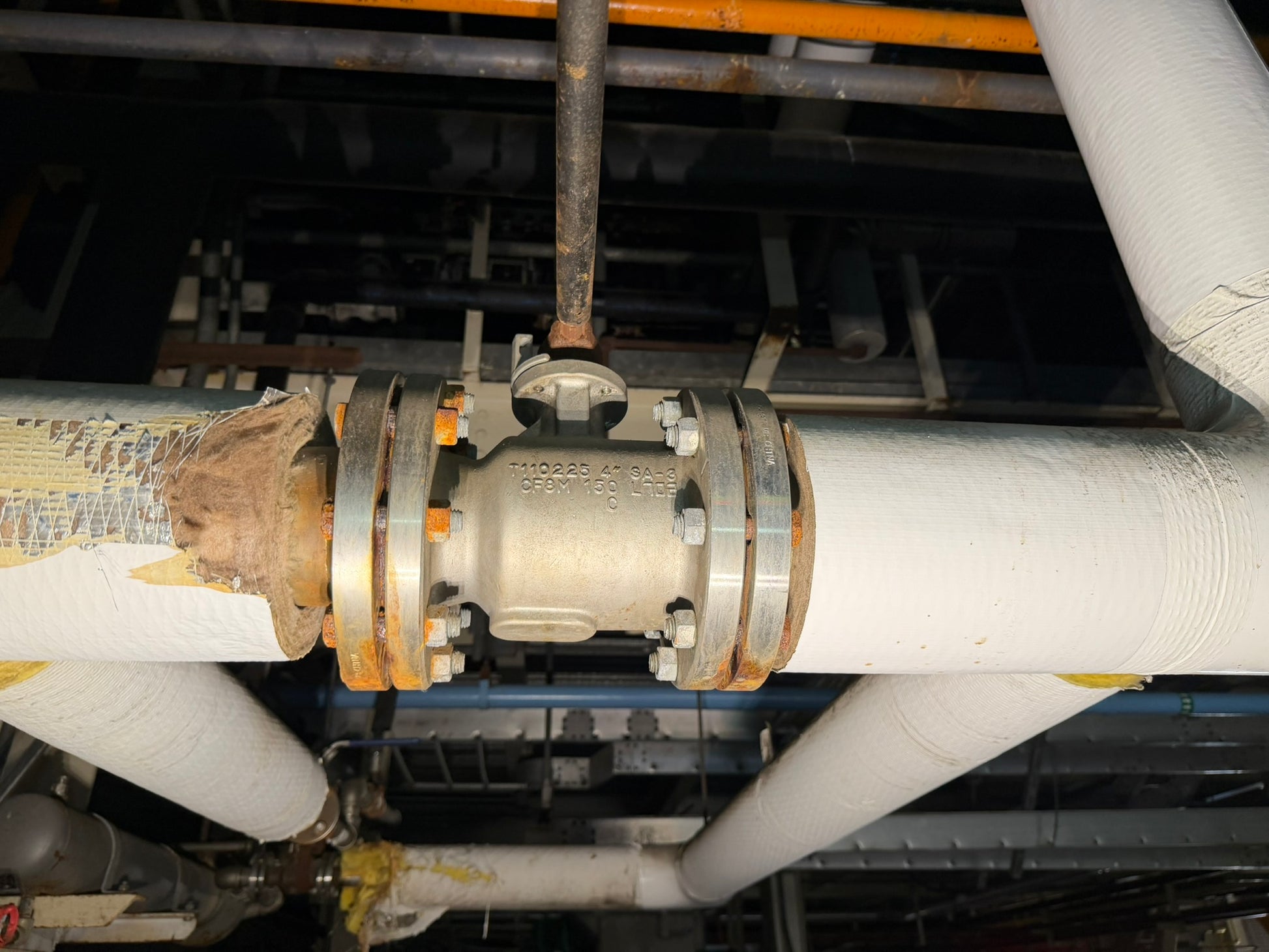 VL-32: NIBCO 4-inch stainless flanged ball valve. overview photograph 1.